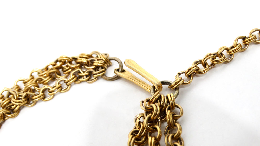 1980s Judith Leiber Large Egyptian Style Gold-Tone Pendent Necklace