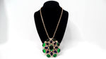 1960s Kenneth Jay Lane Jewel-Tone Gripoix Style Rhinestone Pendent Necklace