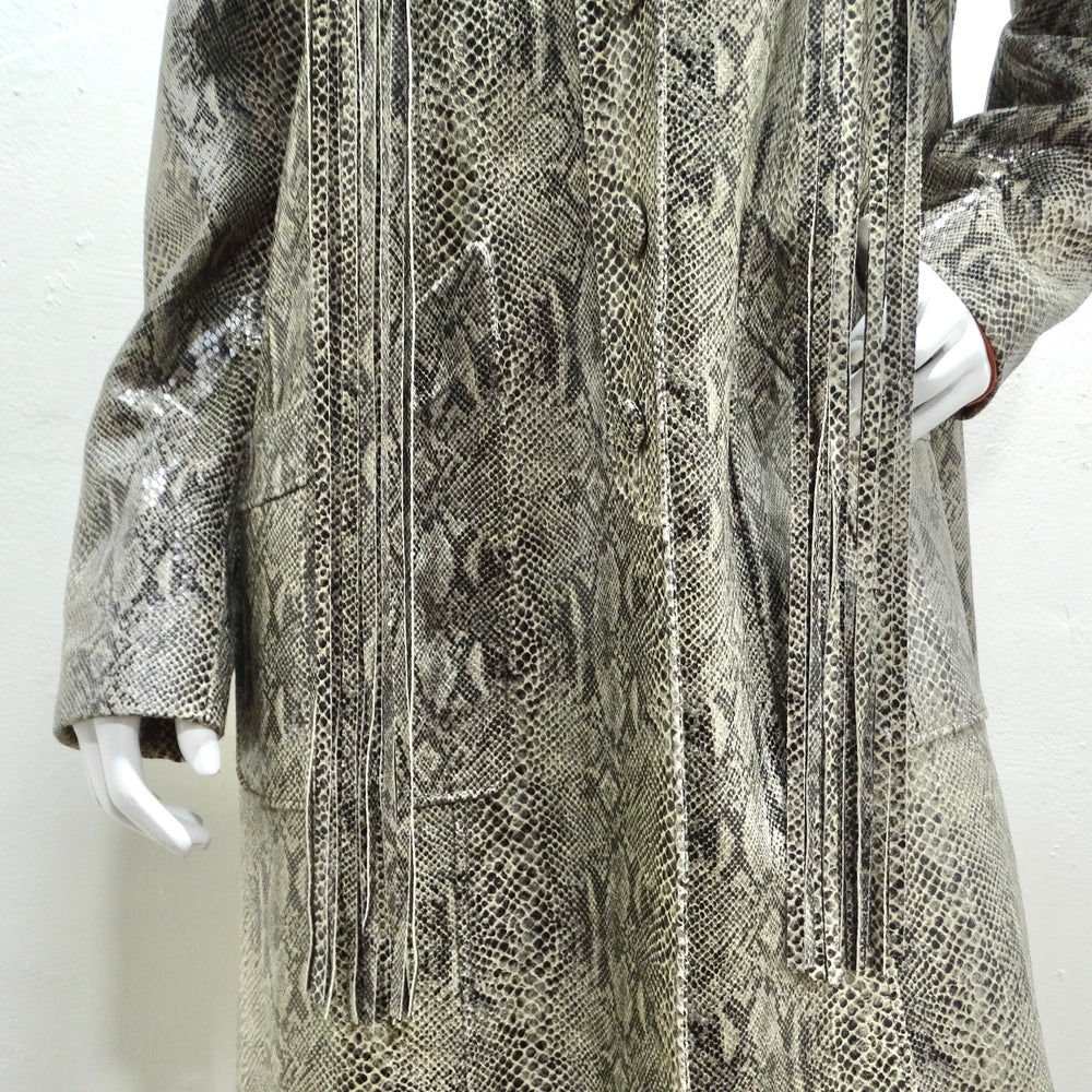 Gucci Fringe Trim Python Print Leather Coat – Vintage by Misty