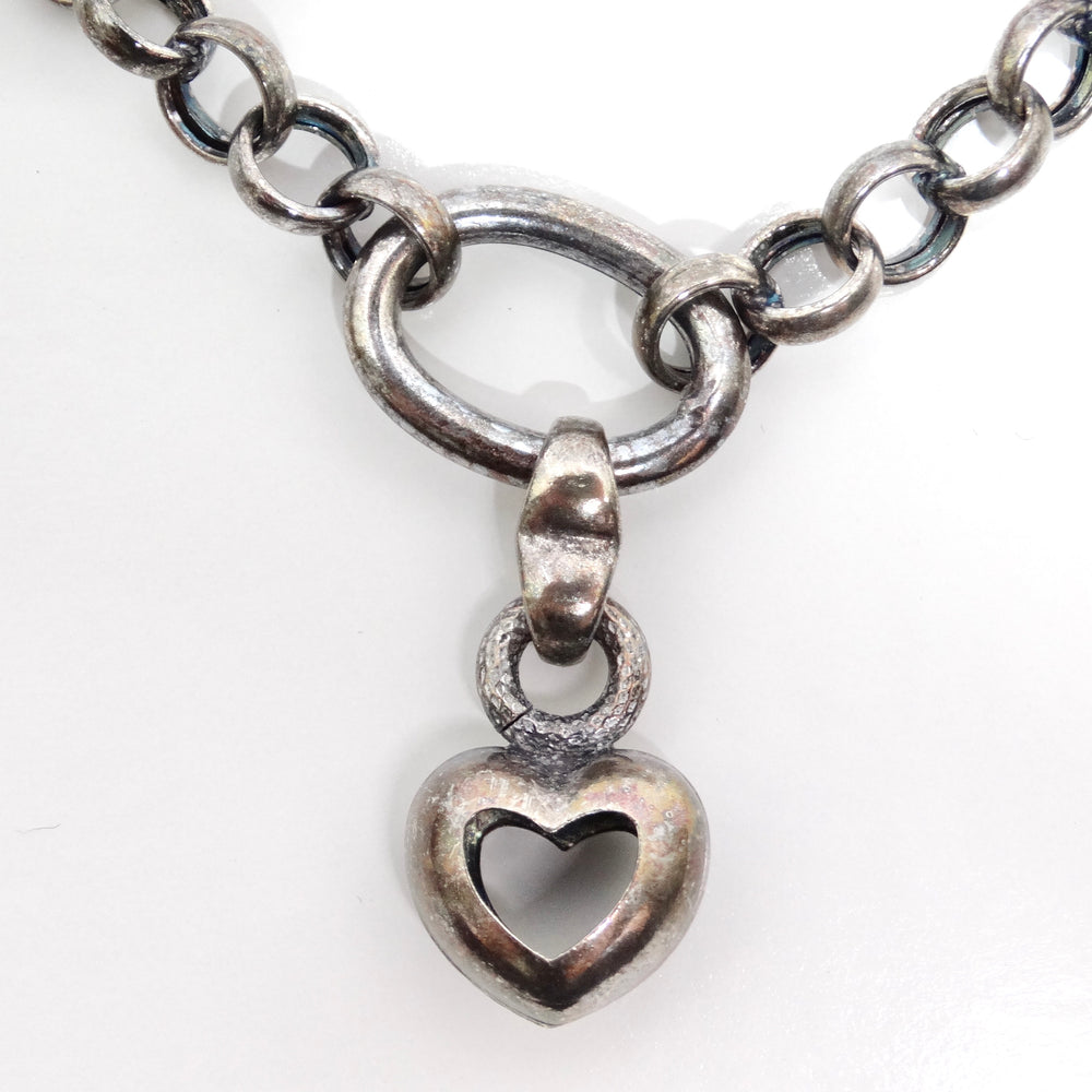1970s Solid Silver Heart Charm Bracelet