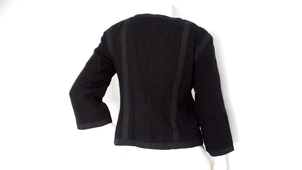Chanel Black Tweed & Silk Lined Cropped Sleeve Jacket