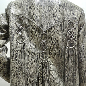 Gucci Fringe Trim Python Print Leather Coat