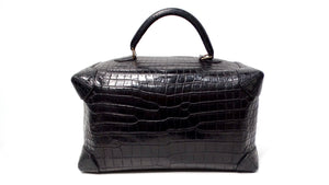 Hermes 2013 Black Mailbox Cube Q Square Porosus Crocodile Leather Handbag