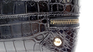 Hermes 2013 Black Mailbox Cube Q Square Porosus Crocodile Leather Handbag