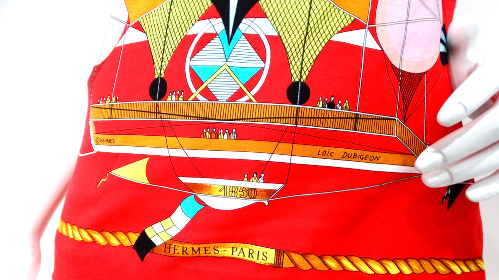 Hermes "Les Folies du Ciel" Hot Air Balloon Print Button-Up Shirt circa 1980s