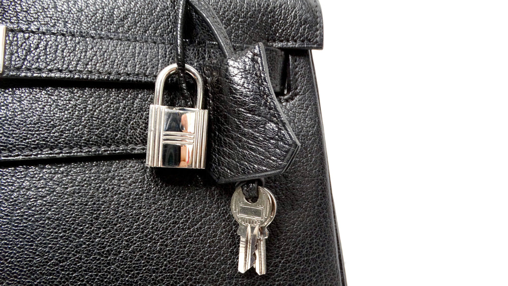 Hermes 2003 Kelly 32cm G Square Chèvre Coromandel Leather Palladium Hardware