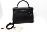 Hermes 2003 Kelly 32cm G Square Chèvre Coromandel Leather Palladium Hardware