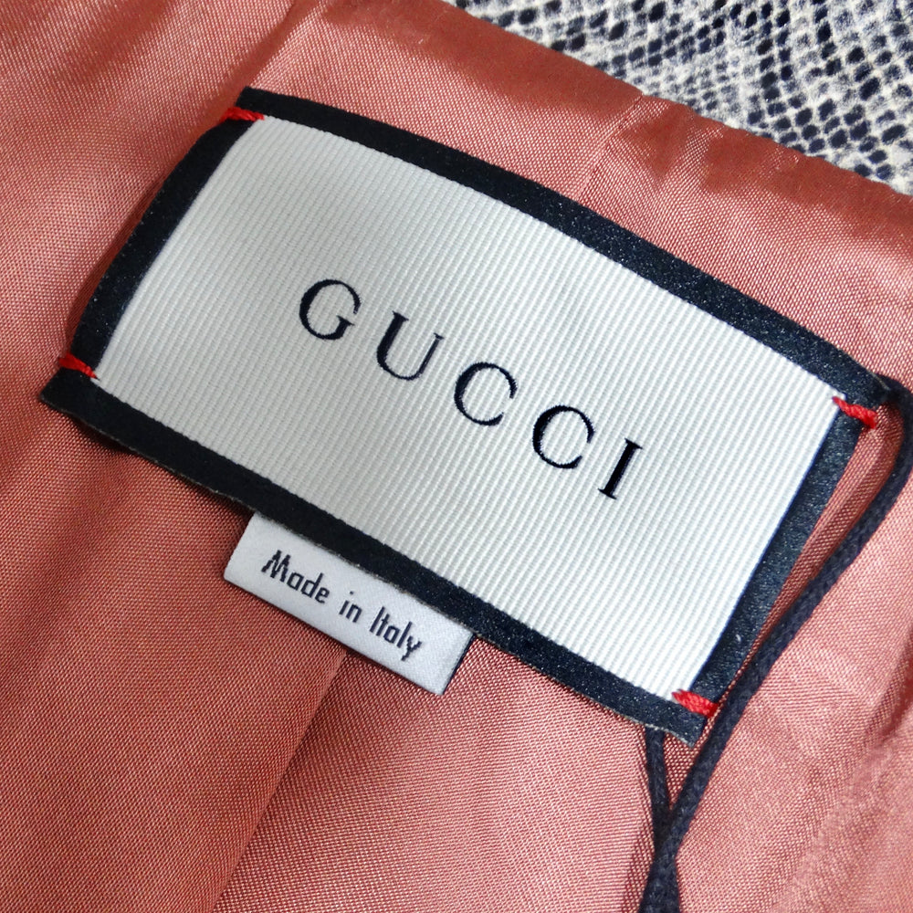 Gucci Fringe Trim Python Print Leather Coat