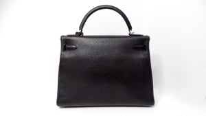 Hermes 2003 Kelly 32cm G Square Chèvre Coromandel Leather Palladium Hardware