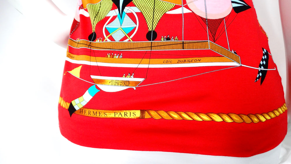 Hermes "Les Folies du Ciel" Hot Air Balloon Print Button-Up Shirt circa 1980s