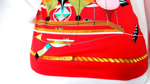 Hermes "Les Folies du Ciel" Hot Air Balloon Print Button-Up Shirt circa 1980s