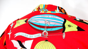 Hermes "Les Folies du Ciel" Hot Air Balloon Print Button-Up Shirt circa 1980s