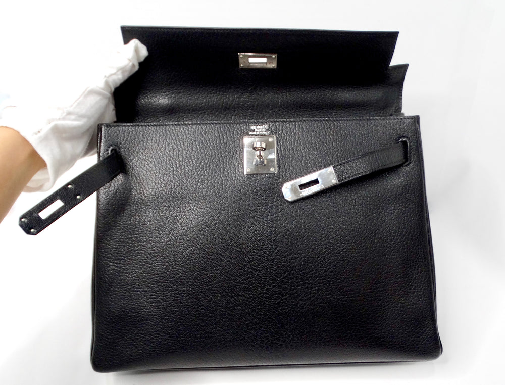 Hermes 2003 Kelly 32cm G Square Chèvre Coromandel Leather Palladium Hardware