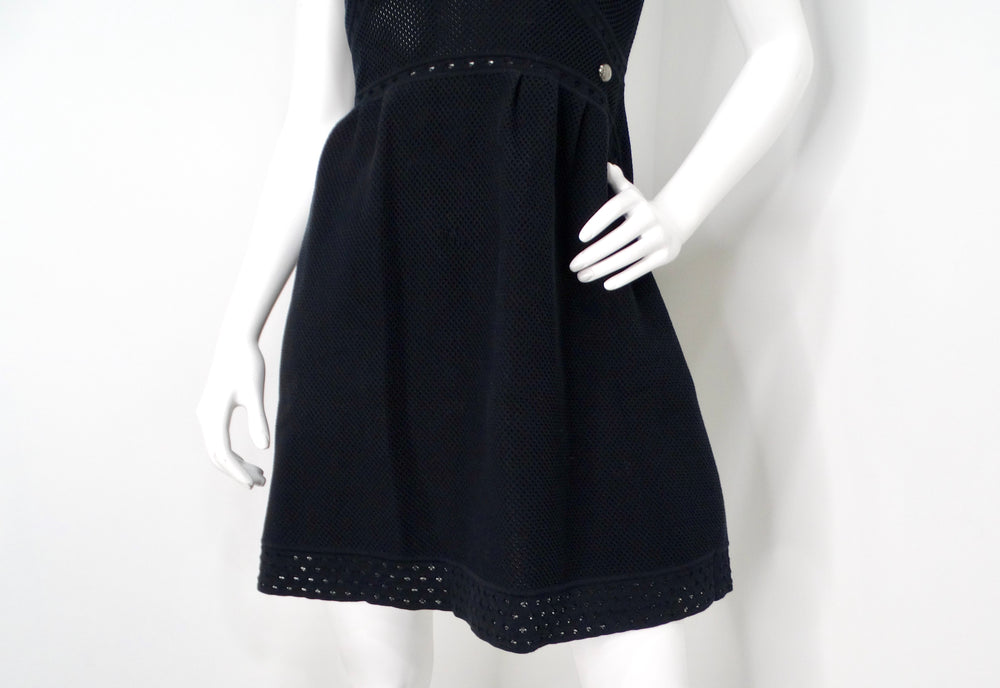 Chanel Black Perforated Cotton Mini Babydoll Dress