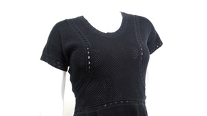 Chanel Black Perforated Cotton Mini Babydoll Dress