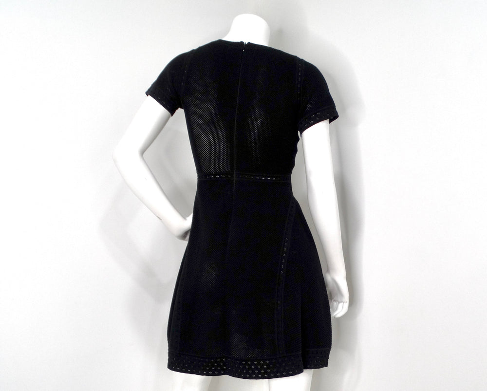 Chanel Black Perforated Cotton Mini Babydoll Dress