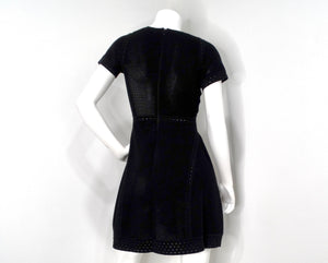 Chanel Black Perforated Cotton Mini Babydoll Dress