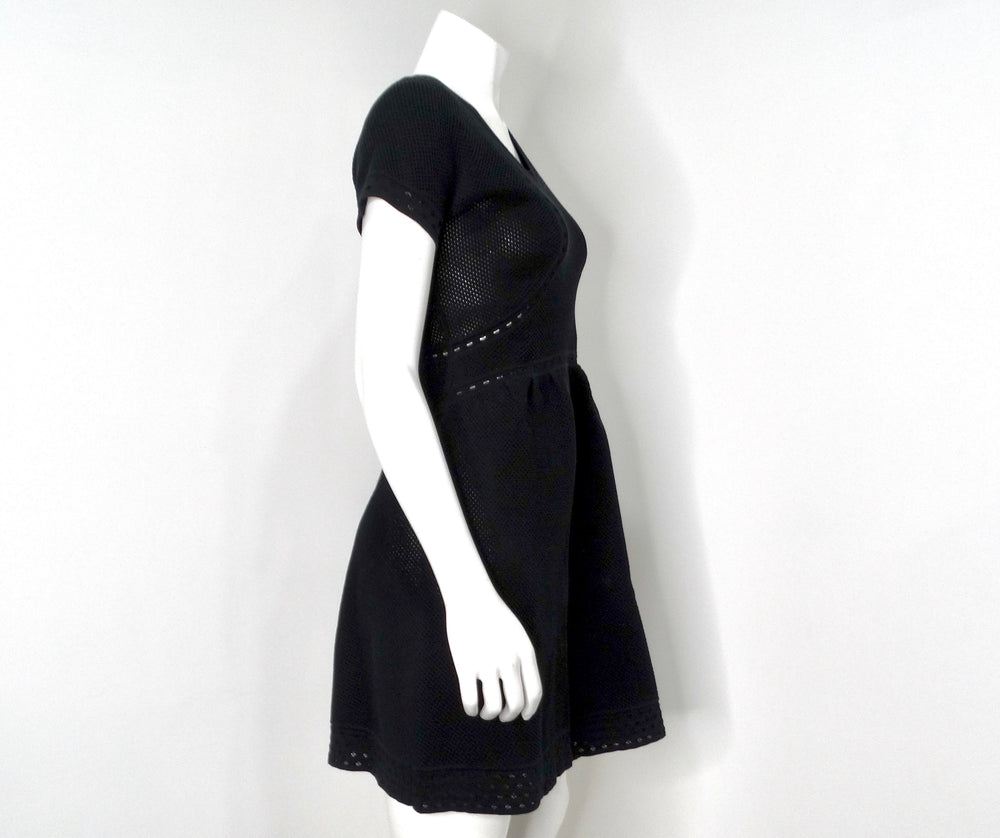Chanel Black Perforated Cotton Mini Babydoll Dress