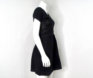 Chanel Black Perforated Cotton Mini Babydoll Dress