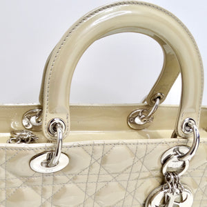 Christian Dior Patent Cannage Large Lady Dior Beige