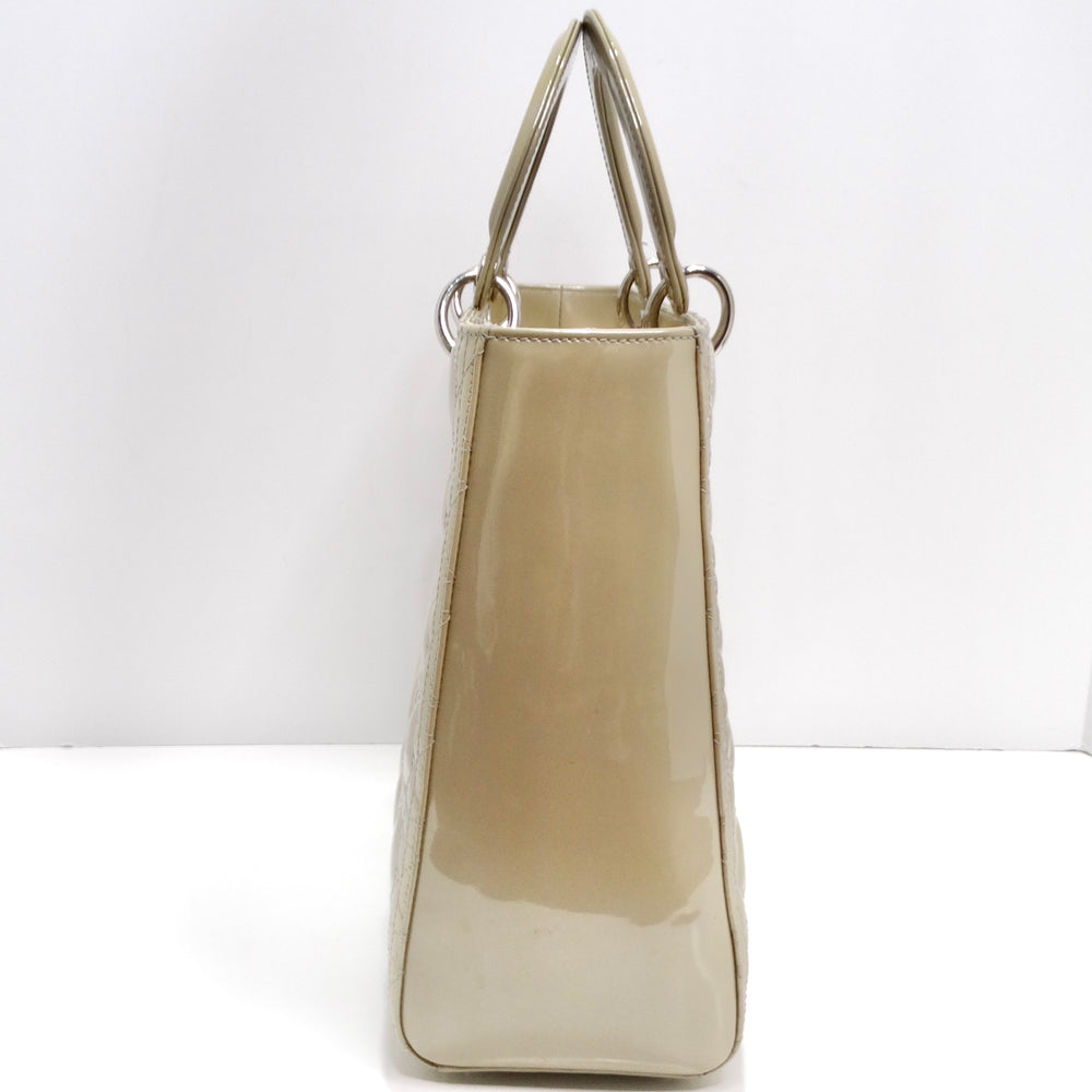 Christian Dior Patent Cannage Large Lady Dior Beige