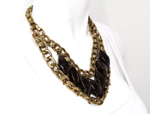 Ashley Pittman Beaded Gold-Tone Chain Link Statement Necklace