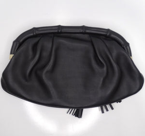 Gucci Black Leather Bamboo Clutch