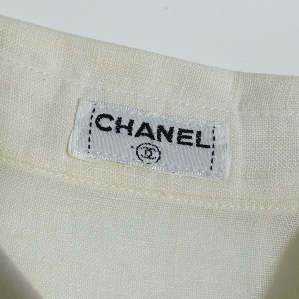 Chanel 90s White Linen Button Down Shirt