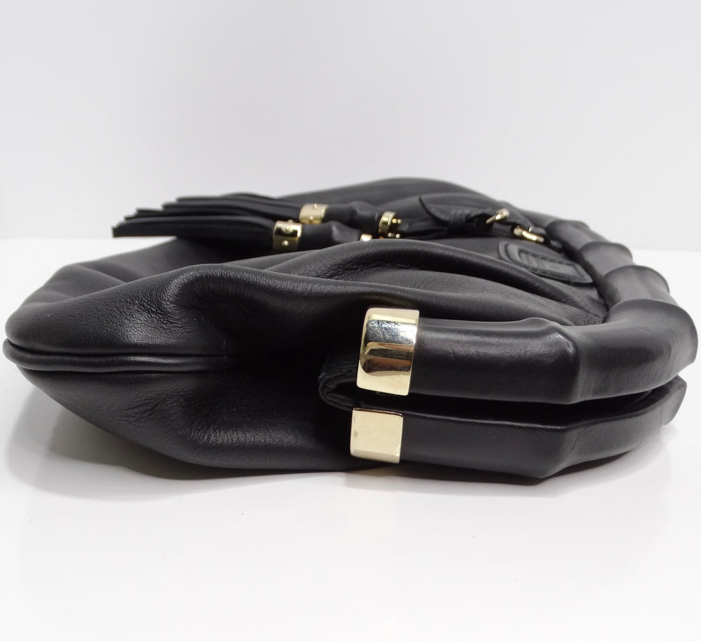 Gucci Black Leather Bamboo Clutch