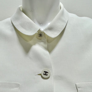 Chanel 90s White Linen Sleeveless Crop Top
