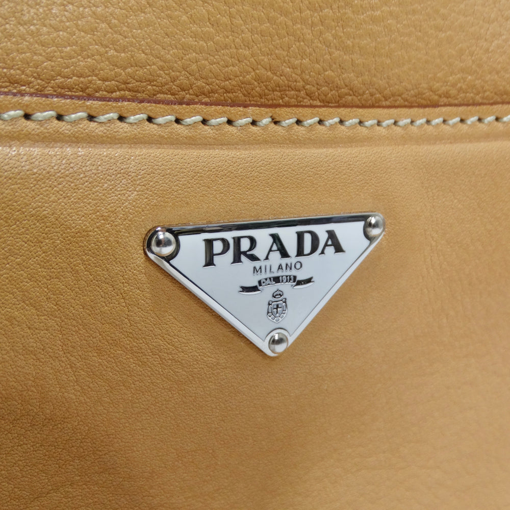 Prada 2000s Camel Leather Top Handle Bag