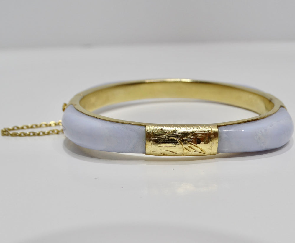 18K Gold Plated 1960s Blue Stone Cuff Bracelet