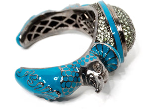 Matthew Campbell Laurenza Sterling Silver Enamel Peacock Cuff Bracelet