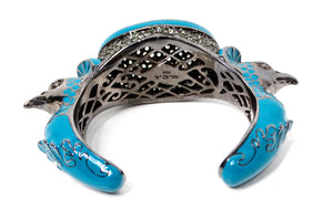 Matthew Campbell Laurenza Sterling Silver Enamel Peacock Cuff Bracelet