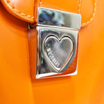 Moschino Orange Top Handle Leather Handbag