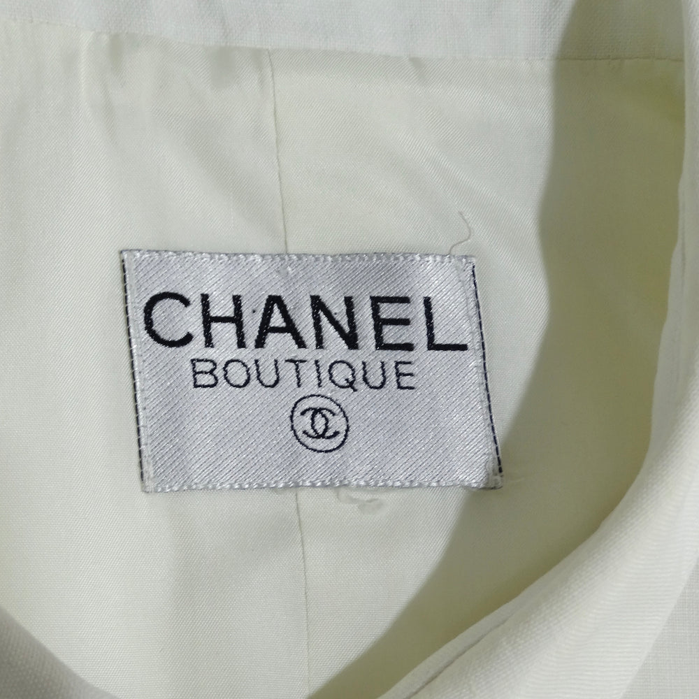 Chanel 90s White Linen Sleeveless Crop Top
