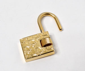 Christian Dior Gold-Tone Logo Engraved Padlock Charm Pendant