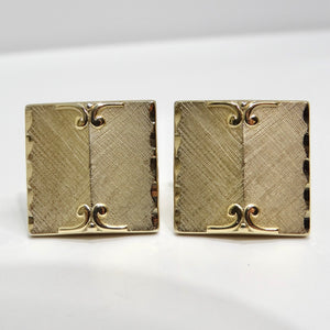 Swank 18K Gold Plated Vintage Cuff Links and Tie Clip Set