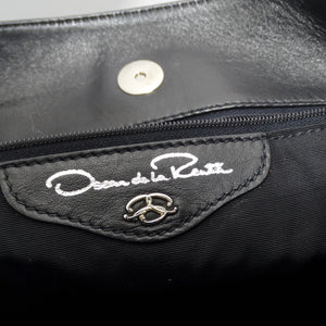 Oscar De La Renta Black Leather Embellished Tote Bag