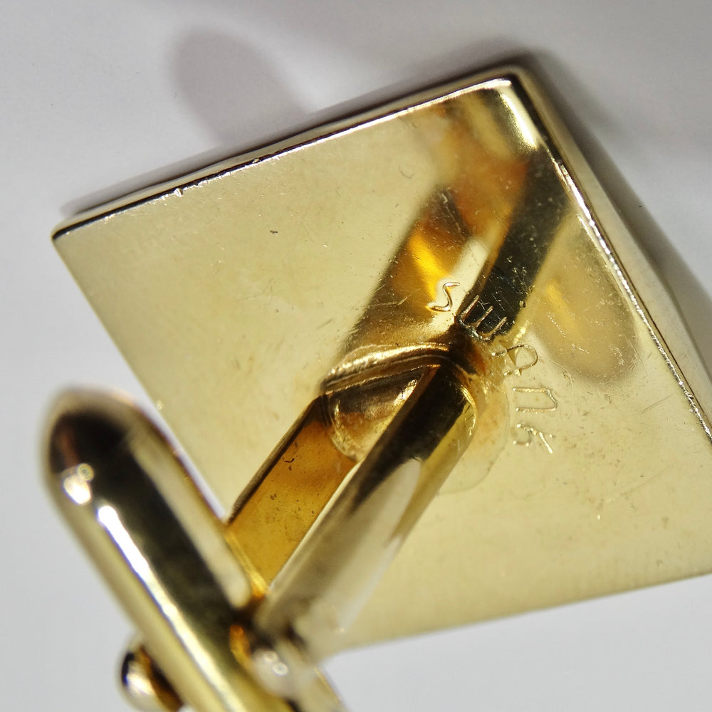 Swank 18K Gold Plated Vintage Cuff Links and Tie Clip Set