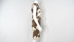 1960s Donald Brooks Mushroom Print Taupe Dress