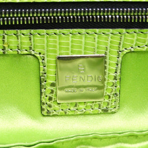 Fendi Flower Embroidered Lizard Embossed Shoulder Bag