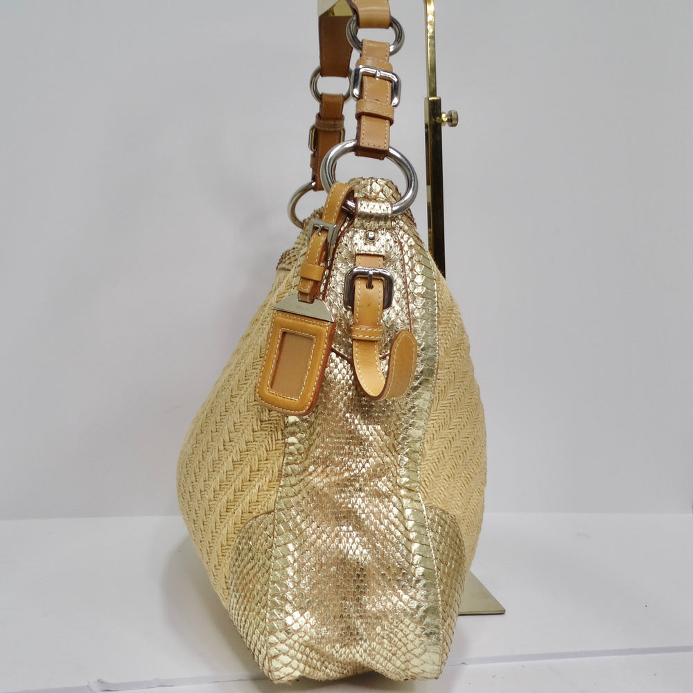 Prada Raffia Woven Jute & Gold Python-Trimmed Shoulder Bag – Vintage by  Misty