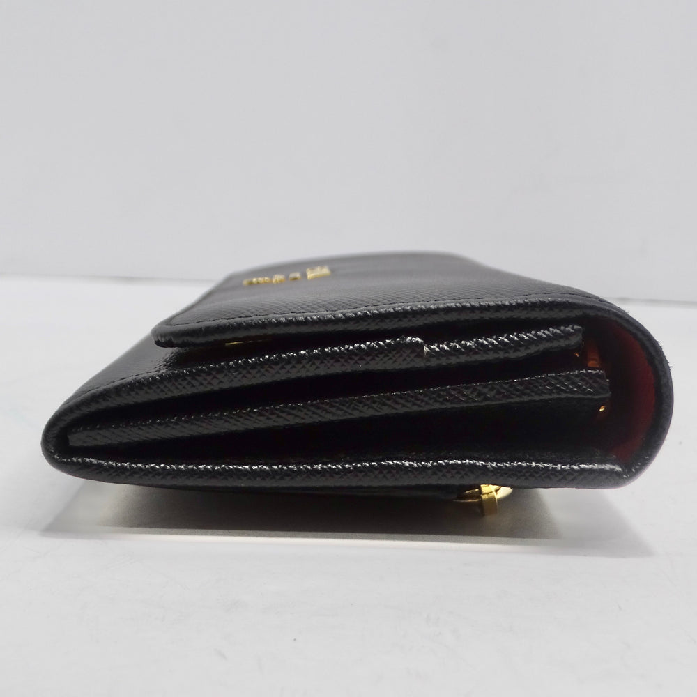 Prada Black Saffiano Leather Continental Wallet