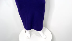 1980s Karl Lagerfeld Royal Purple Wool Ruched Maxi Dress