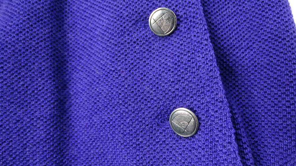 1980s Karl Lagerfeld Royal Purple Wool Ruched Maxi Dress