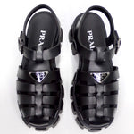 Prada Black Rubber Caged Slingback Platform Sandals