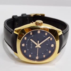 Gucci GG2570 Gold Tone Black Leather Watch – Vintage by Misty