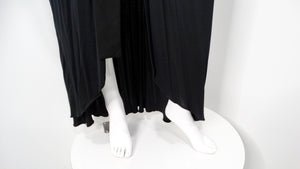 1970s Morty Sussman Black Open Belted Evening Maxi Dress