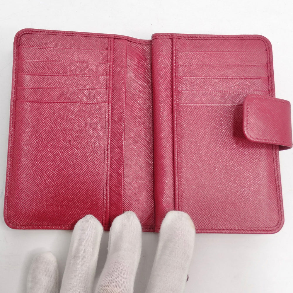 Prada Saffiano Leather Compact Wallet Pink